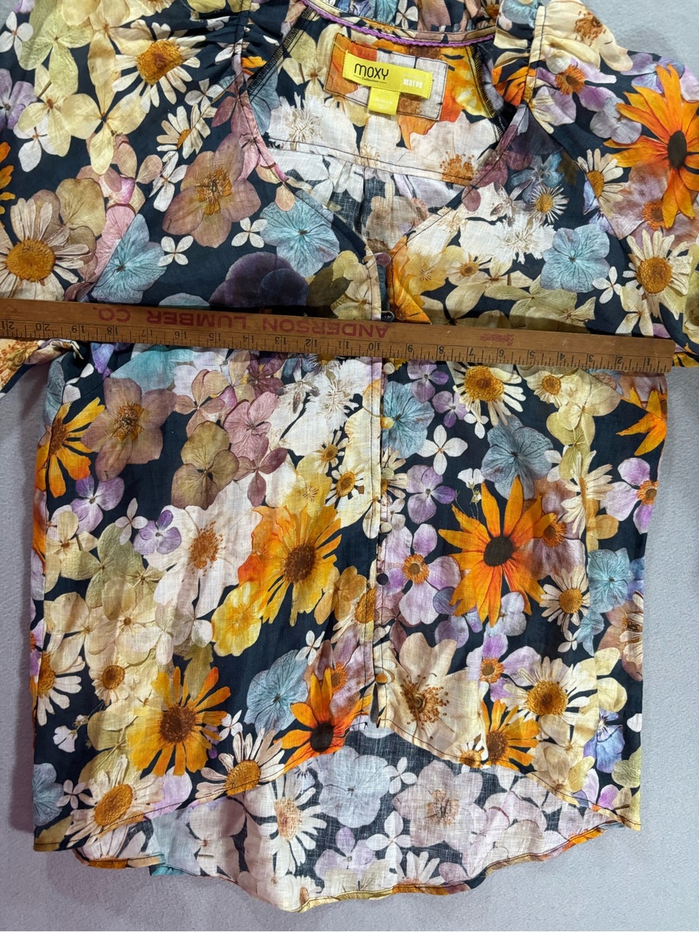 Anthropologie Maeve moxy linen V-Neck Puff Sleeve Blouse - Multicolor - Picture 5 of 10